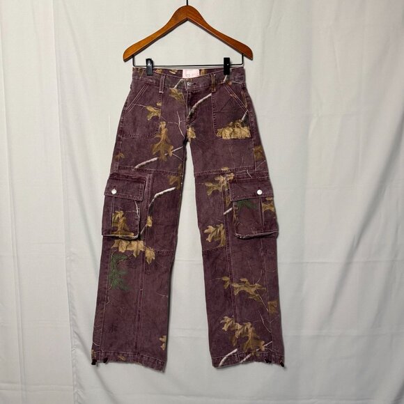 Revice Monterey Purple Amelia Super Low Rise Cargo Parachute Leg Pant Size 24/00 - Picture 1 of 15